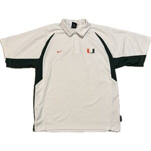 Nike Team University of Miami Hurricanes Dri-FIT Polo Shirt Mens Medium
